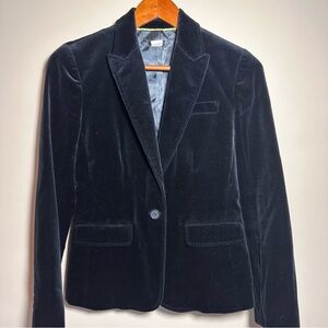 J.Crew Velvet Blazer Black Size 4 Classic Fitted Evening Party Jacket